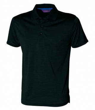 Henbury H473 Coolplus Textured Stripe Piqu Polo Shirt